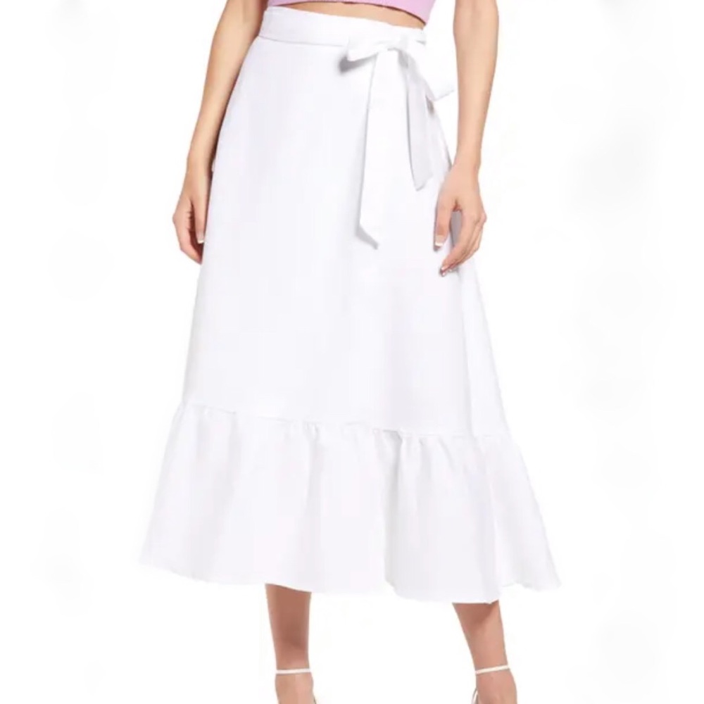 Reformation White Julep Linen Wrap Midi Skirt Size Small